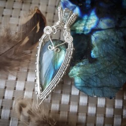 Pendentif Labradorite en fil d'Argent 950