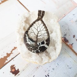 Pendentif bronze en Septaria et son arbre de vie