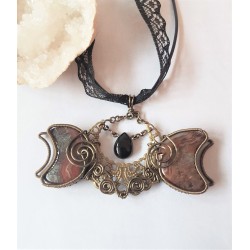 Pendentif bronze sur mesure en Agate crazy Lace - Ci nature