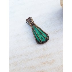 Pendentif bronze en Malachite-Chrysocolle - Ci nature