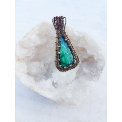 Pendentif bronze en Malachite-Chrysocolle - Ci nature