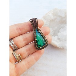 Pendentif bronze en Malachite-Chrysocolle - Ci nature