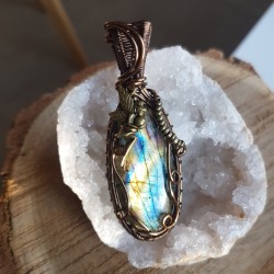 Pendentif Bronze Labradorite et sa petite fée - Ci nature