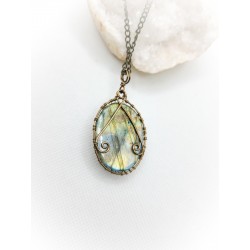 Pendentif bronze Labradorite et son arbre de vie - ci nature