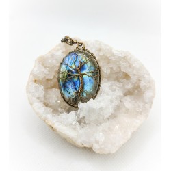 Pendentif bronze Labradorite et son arbre de vie - ci nature