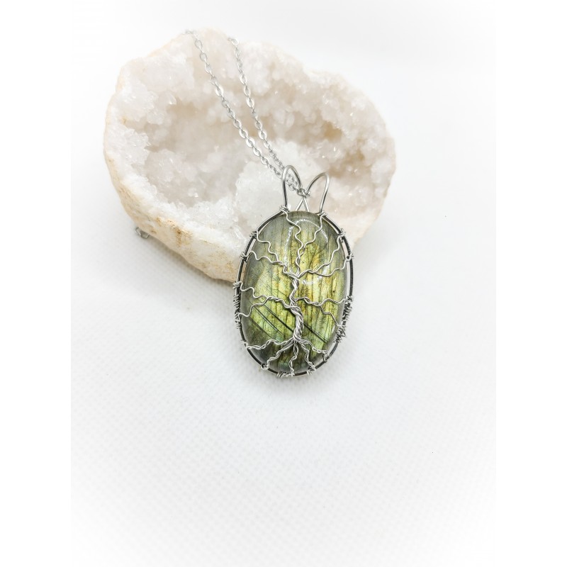 Pendentif en Labradorite - Arbre de vie : Eclat, force et protection - ci nature