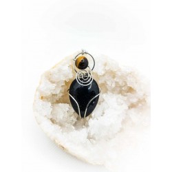 Pendentif en Obsidienne et Œil de tigre - Force et Protection - Ci nature