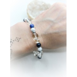 Bracelet Sodalite, Howlite et Cristal de roche - Clarté et sérénité - Ci nature