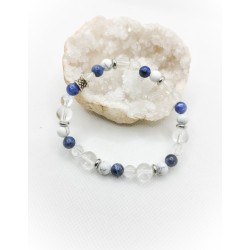 Bracelet Sodalite, Howlite et Cristal de roche - Clarté et sérénité - Ci nature