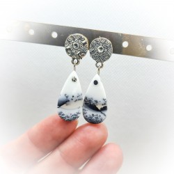 Boucles d'oreilles en Opale dendritique - Joie de vivre et sérénité - Ci nature